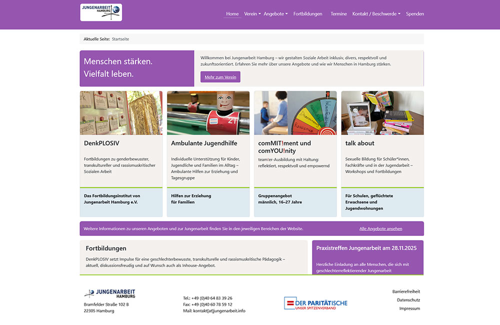 Webdesign & Web-Entwicklung für Vereine & soziale Träger / soziale Projekte - shinyCube - Hamburg